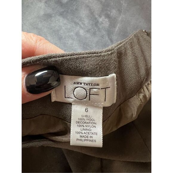 Ann Taylor LOFT Skirt Womens Size 6 Brown Flared Trumper Wool Lace Hem Lined - Picture 3 of 7